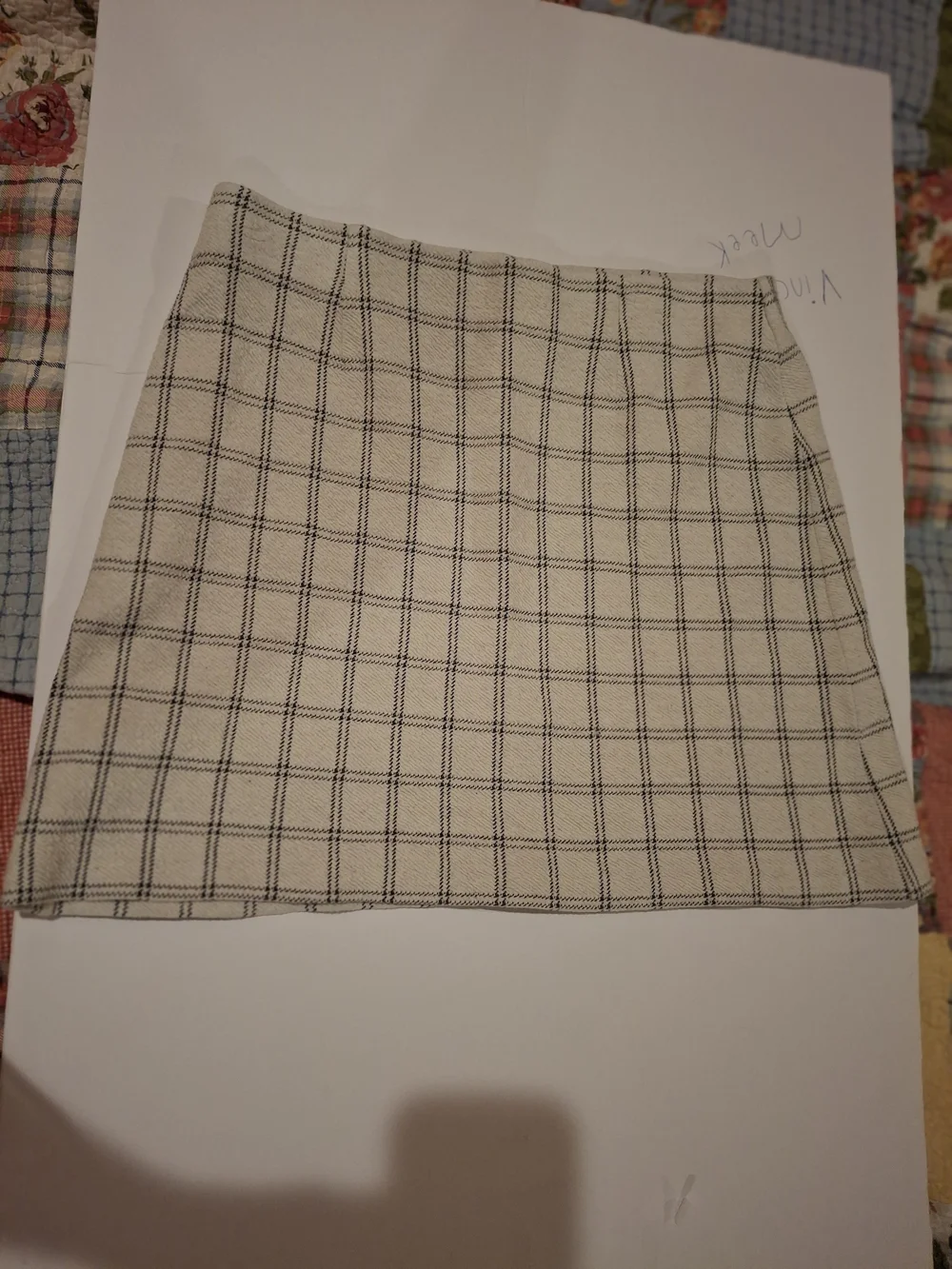J. Jill Cream Mini Skirt with Black Windowpane Plaid